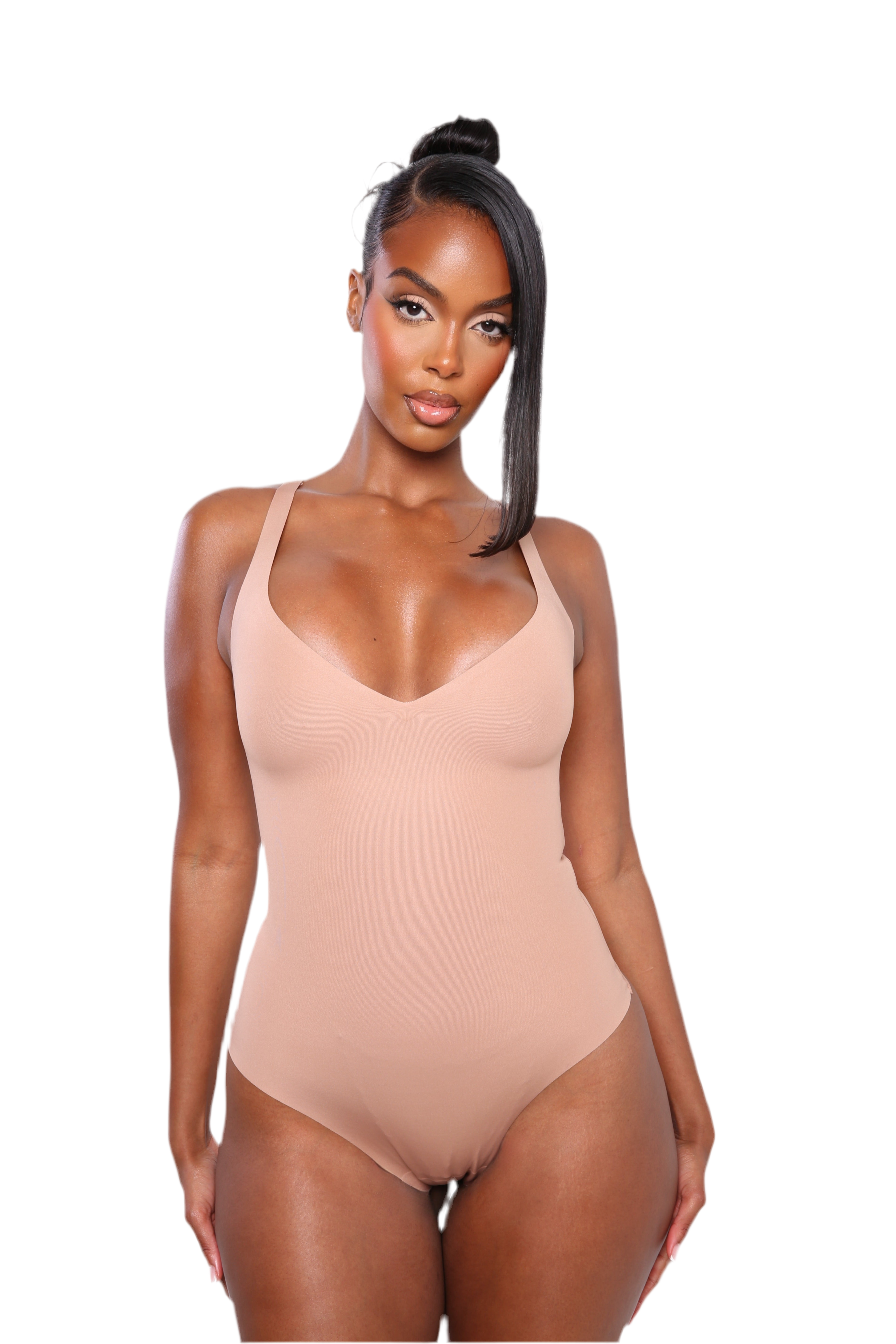 Second Skin Plunge Bodysuit Beige