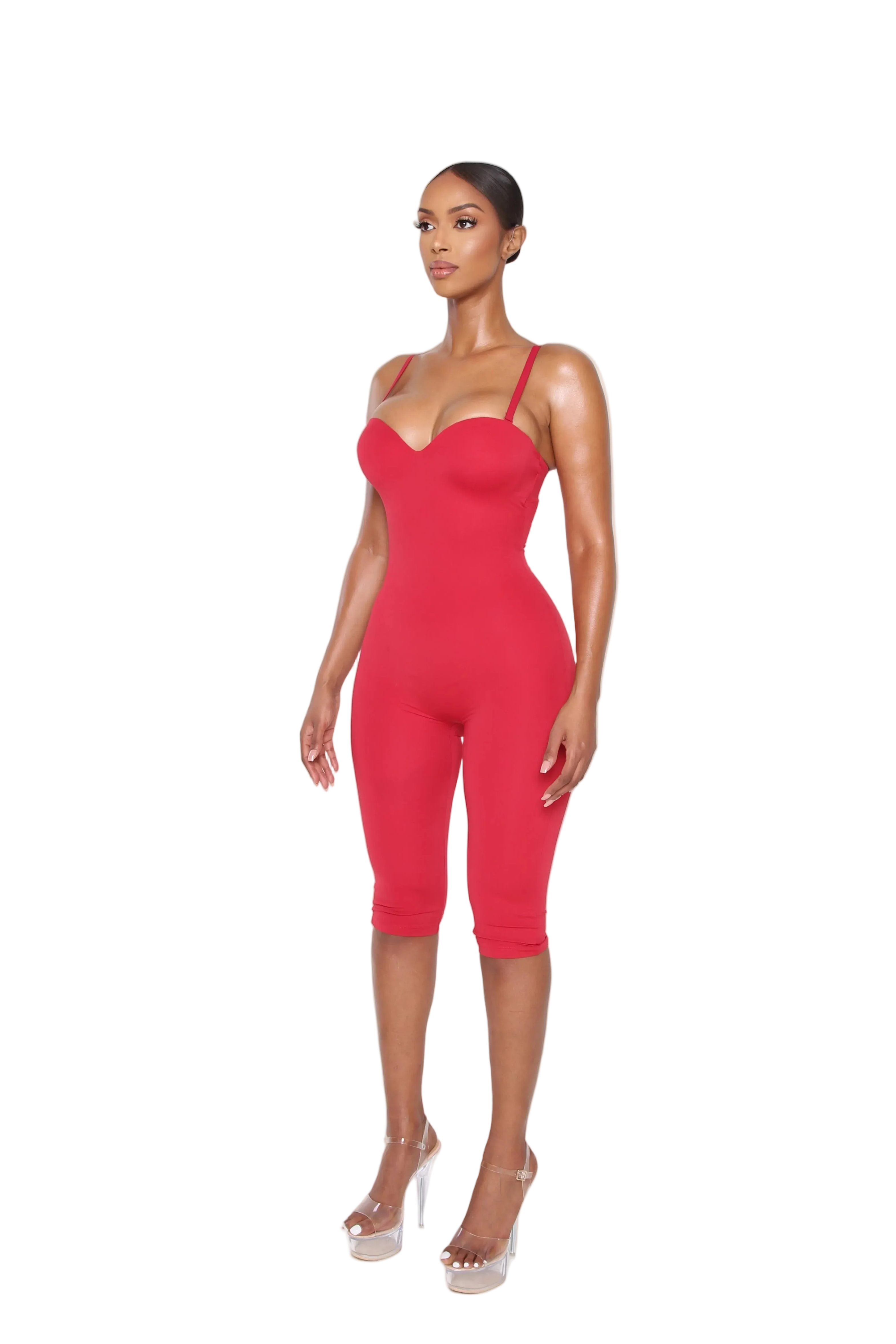 Contourluxe Capri Jumpsuit Red