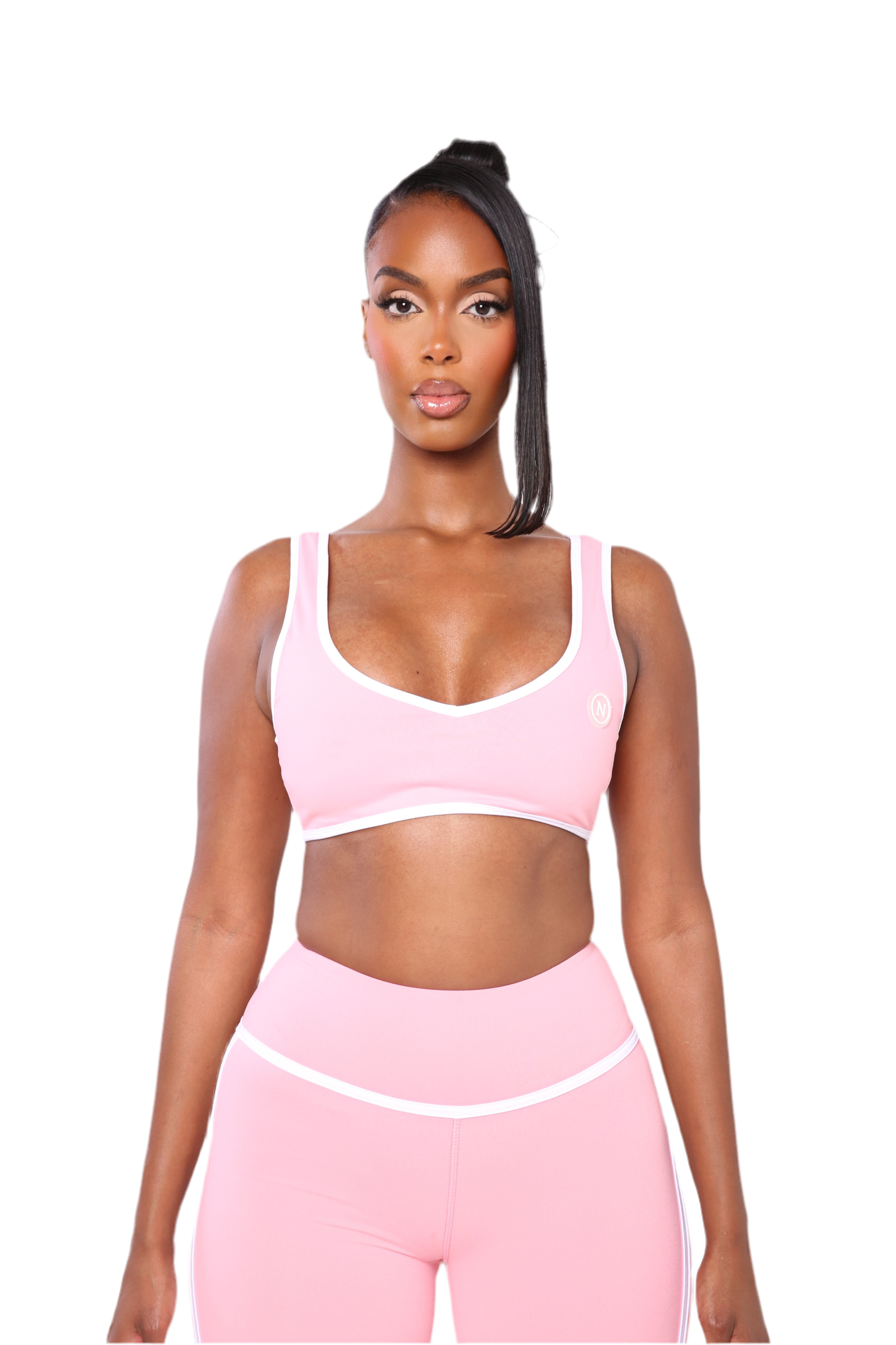Deep Plunge Sports Bra Pink