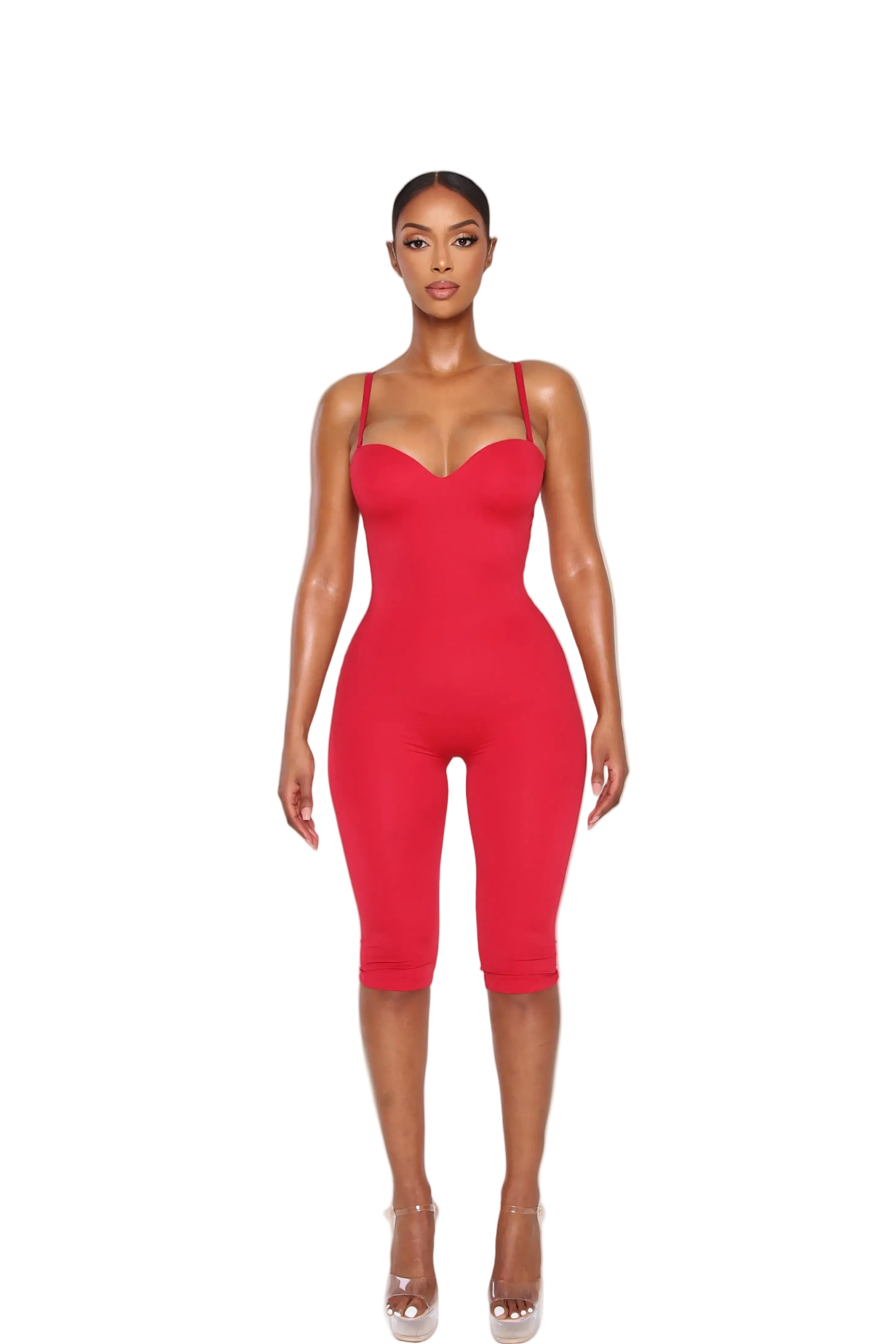 Contourluxe Capri Jumpsuit Red